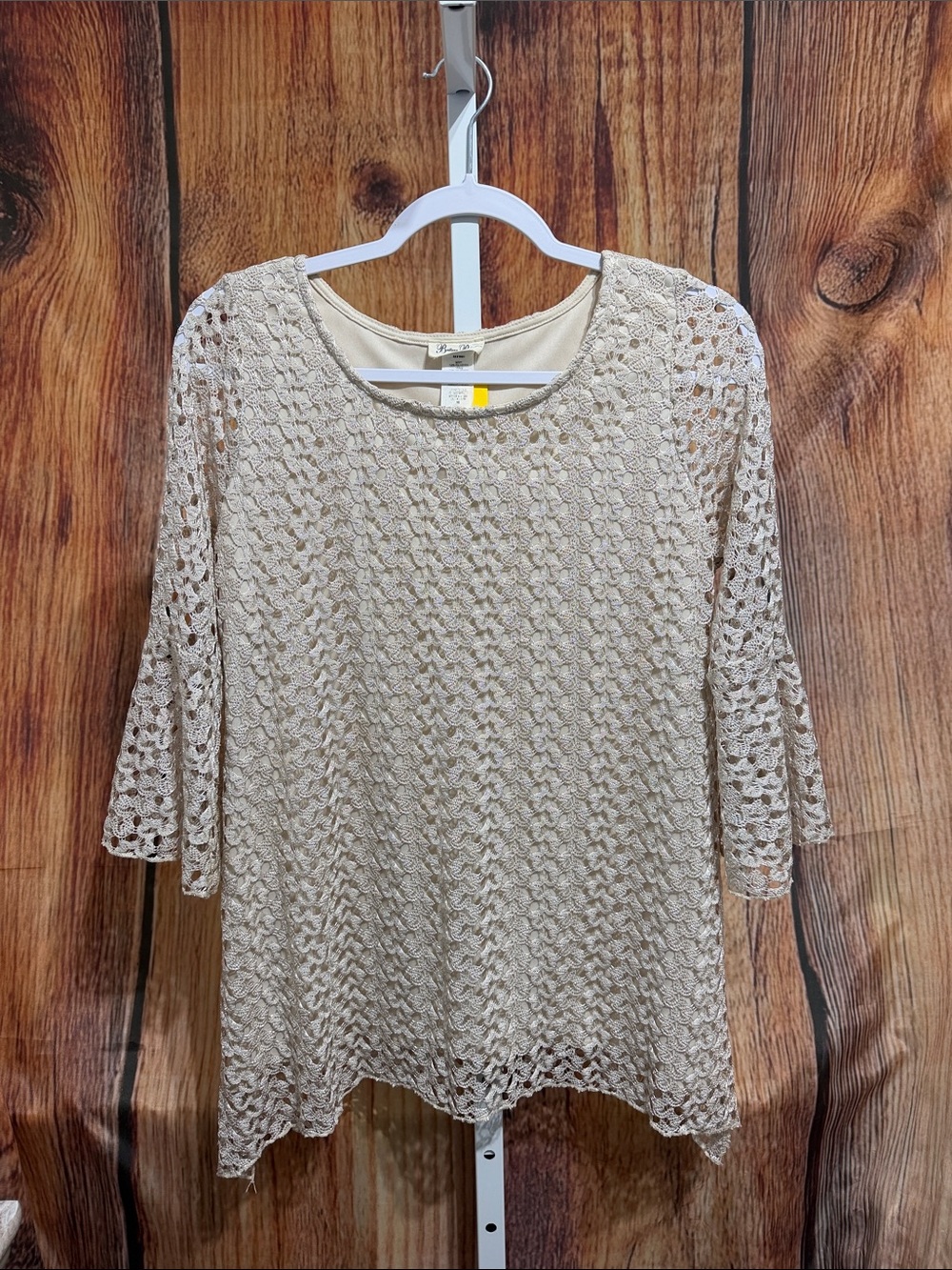 🚨(4/$10) Brittany Black Lace Bell Sleeve Blouse Size M